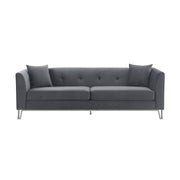 Everest 90" Gray Fabric Upholstered Sofa with Brushed Stainless Steel Legs - Furniture City (CA)l