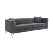 Everest 90" Gray Fabric Upholstered Sofa with Brushed Stainless Steel Legs - Furniture City (CA)l