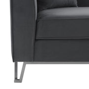 Everest 90" Gray Fabric Upholstered Sofa with Brushed Stainless Steel Legs - Furniture City (CA)l