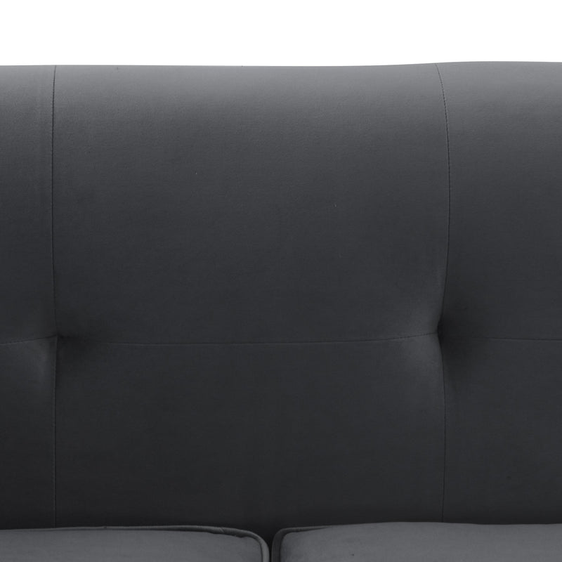 Everest 90" Gray Fabric Upholstered Sofa with Brushed Stainless Steel Legs - Furniture City (CA)l