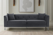 Everest 90" Gray Fabric Upholstered Sofa with Brushed Stainless Steel Legs - Furniture City (CA)l