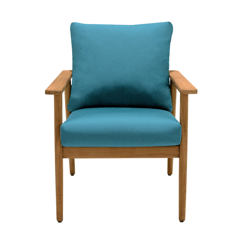 Eve Outdoor Teak Wood Lounge Chair with Teal Olefin - Furniture City (CA)l