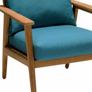 Eve Outdoor Teak Wood Lounge Chair with Teal Olefin - Furniture City (CA)l