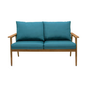 Eve Outdoor Teak Wood Sofa with Teal Olefin - Furniture City (CA)l