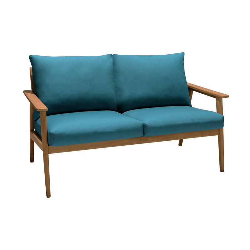 Eve Outdoor Teak Wood Sofa with Teal Olefin - Furniture City (CA)l