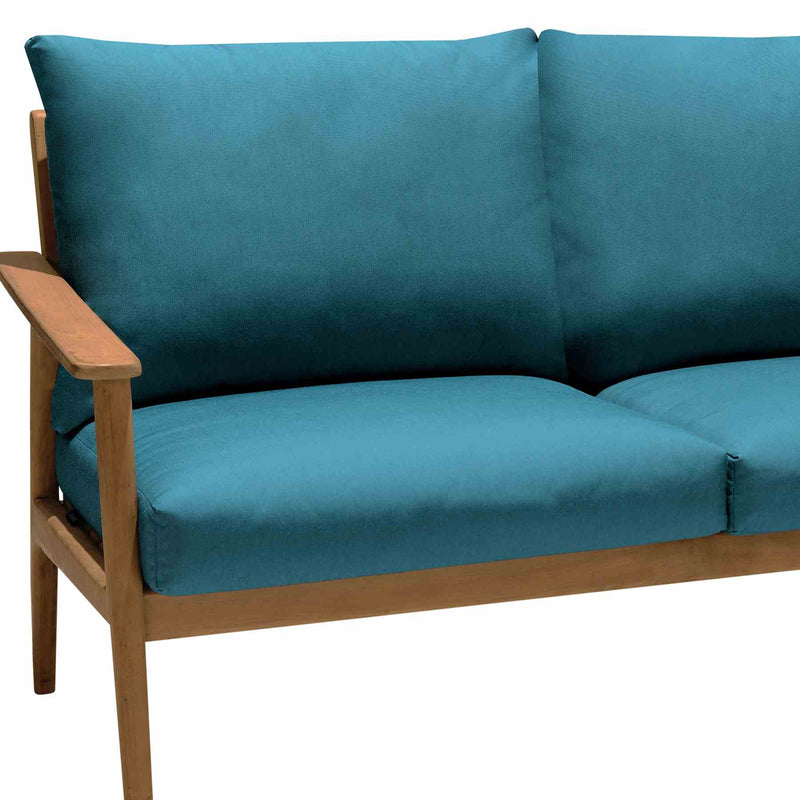 Eve Outdoor Teak Wood Sofa with Teal Olefin - Furniture City (CA)l