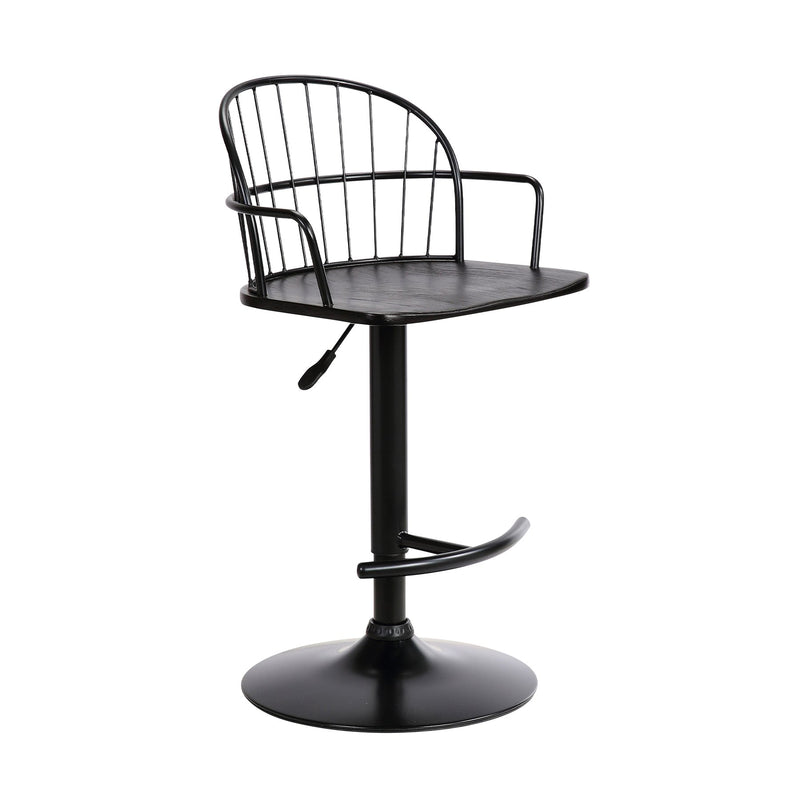 Edward Adjustable Black Wood and Metal Barstool - Furniture City (CA)l