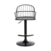 Edward Adjustable Black Wood and Metal Barstool - Furniture City (CA)l