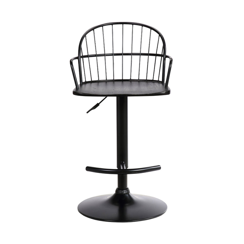 Edward Adjustable Black Wood and Metal Barstool - Furniture City (CA)l
