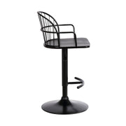 Edward Adjustable Black Wood and Metal Barstool - Furniture City (CA)l