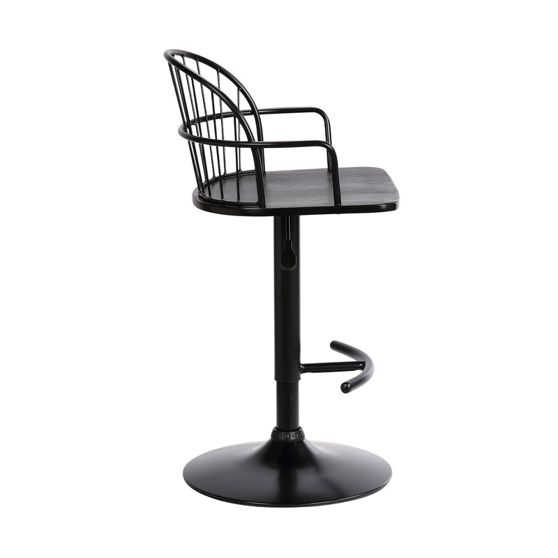 Edward Adjustable Black Wood and Metal Barstool - Furniture City (CA)l