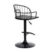 Edward Adjustable Black Wood and Metal Barstool - Furniture City (CA)l