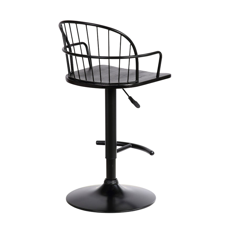 Edward Adjustable Black Wood and Metal Barstool - Furniture City (CA)l