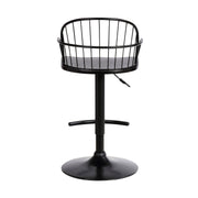 Edward Adjustable Black Wood and Metal Barstool - Furniture City (CA)l