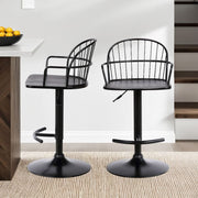 Edward Adjustable Black Wood and Metal Barstool - Furniture City (CA)l