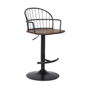 Edward Adjustable Walnut Glazed Barstool in Black Powder Coated Finish - Furniture City (CA)l