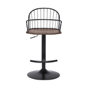 Edward Adjustable Walnut Glazed Barstool in Black Powder Coated Finish - Furniture City (CA)l