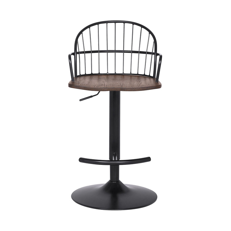 Edward Adjustable Walnut Glazed Barstool in Black Powder Coated Finish - Furniture City (CA)l