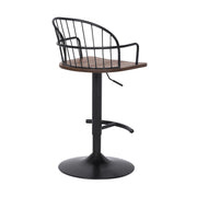 Edward Adjustable Walnut Glazed Barstool in Black Powder Coated Finish - Furniture City (CA)l