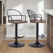 Edward Adjustable Walnut Glazed Barstool in Black Powder Coated Finish - Furniture City (CA)l