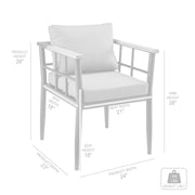 Ezra Outdoor Patio Dining Chair in Aluminum and Teak with Gray Cushions – Set of 2 - Furniture City (CA)l
