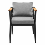 Ezra Outdoor Patio Dining Chair in Aluminum and Teak with Gray Cushions – Set of 2 - Furniture City (CA)l