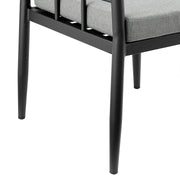 Ezra Outdoor Patio Dining Chair in Aluminum and Teak with Gray Cushions – Set of 2 - Furniture City (CA)l