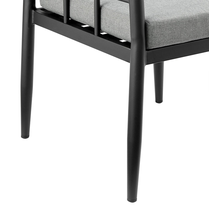 Ezra Outdoor Patio Dining Chair in Aluminum and Teak with Gray Cushions – Set of 2 - Furniture City (CA)l
