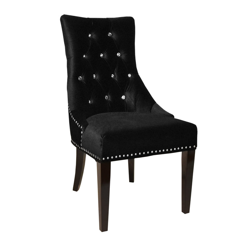 Carlyle Tufted Velvet Side Chair with Nailhead Trim in Black - Furniture City (CA)l