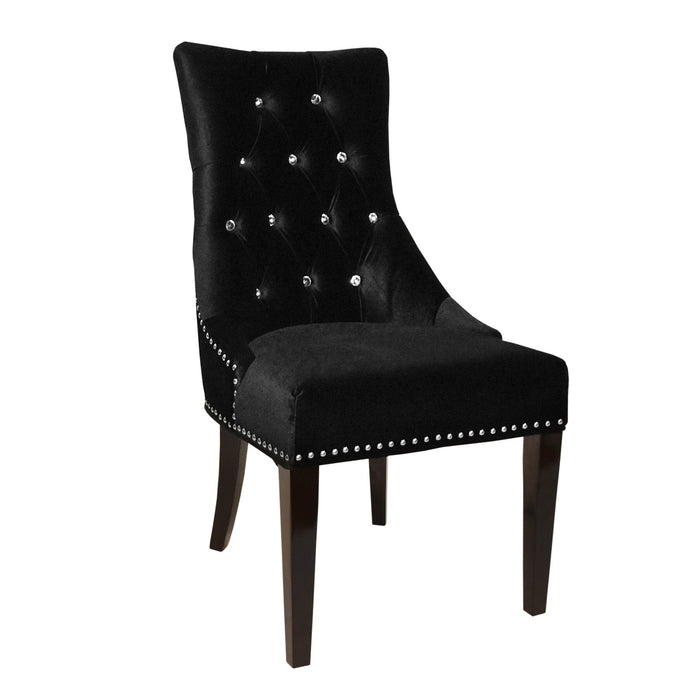 Carlyle Tufted Velvet Side Chair with Nailhead Trim in Black