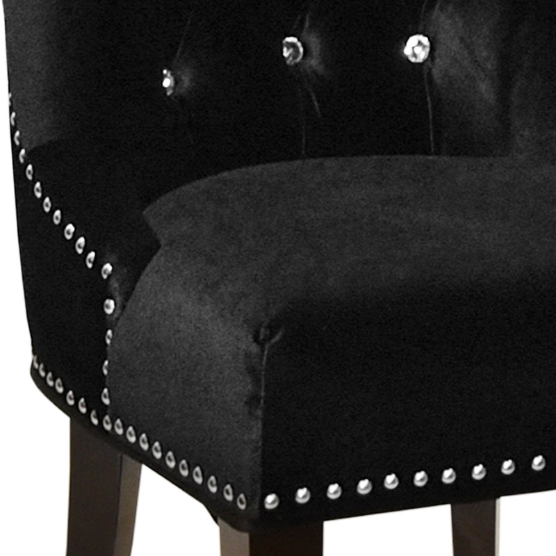 Carlyle Tufted Velvet Side Chair with Nailhead Trim in Black - Furniture City (CA)l