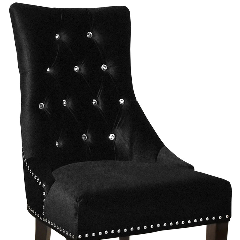 Carlyle Tufted Velvet Side Chair with Nailhead Trim in Black - Furniture City (CA)l