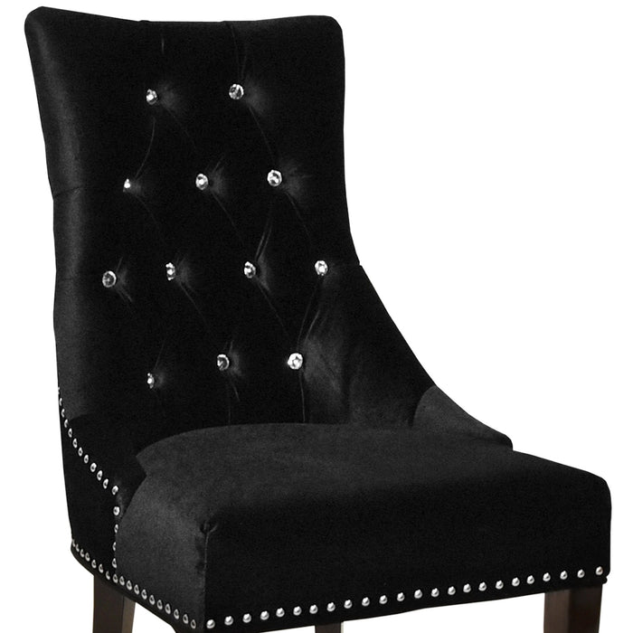 Carlyle Tufted Velvet Side Chair with Nailhead Trim in Black