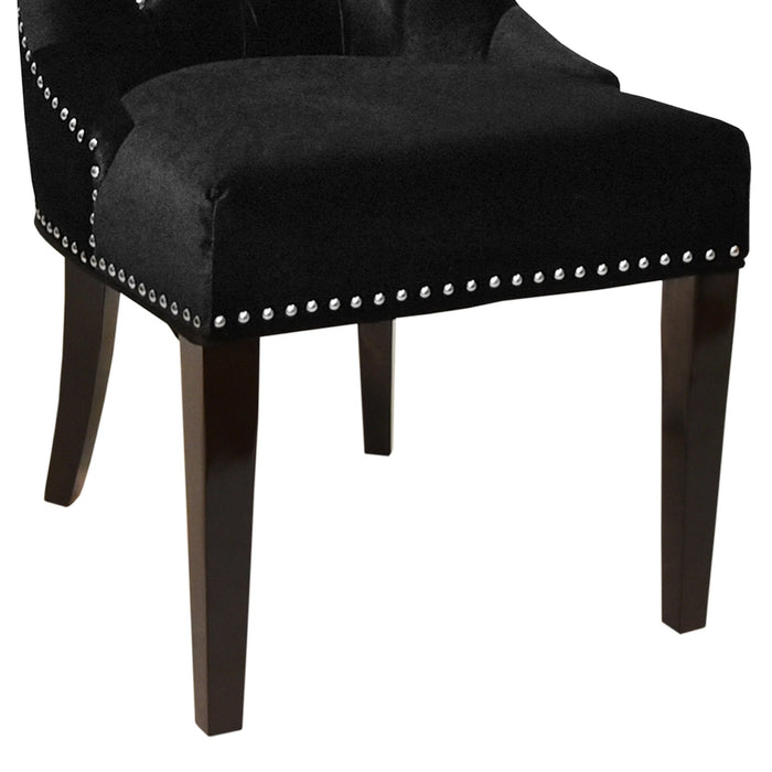 Carlyle Tufted Velvet Side Chair with Nailhead Trim in Black