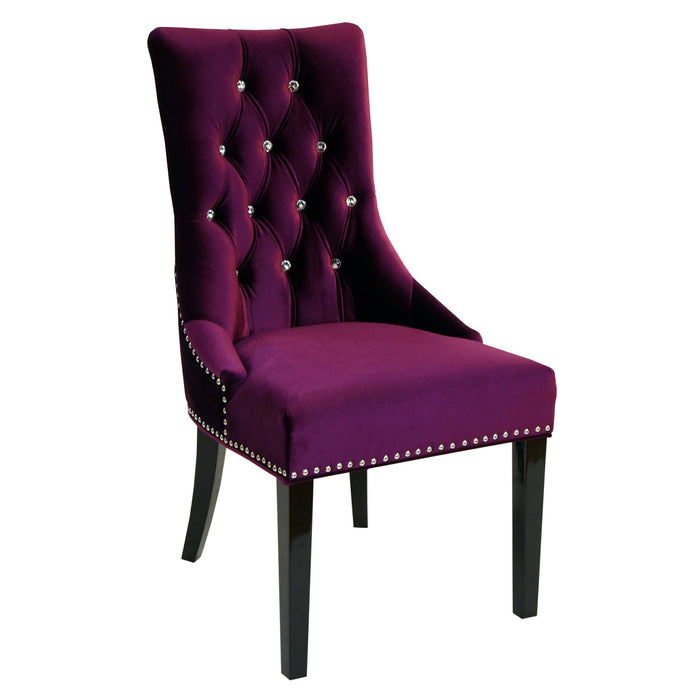 Carlyle Tufted Velvet Side Chair with Nailhead Trim in Purple