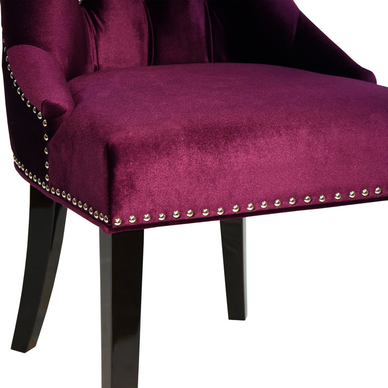Carlyle Tufted Velvet Side Chair with Nailhead Trim in Purple - Furniture City (CA)l