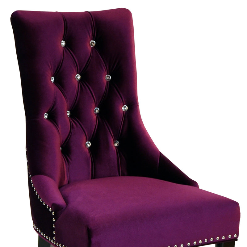 Carlyle Tufted Velvet Side Chair with Nailhead Trim in Purple - Furniture City (CA)l