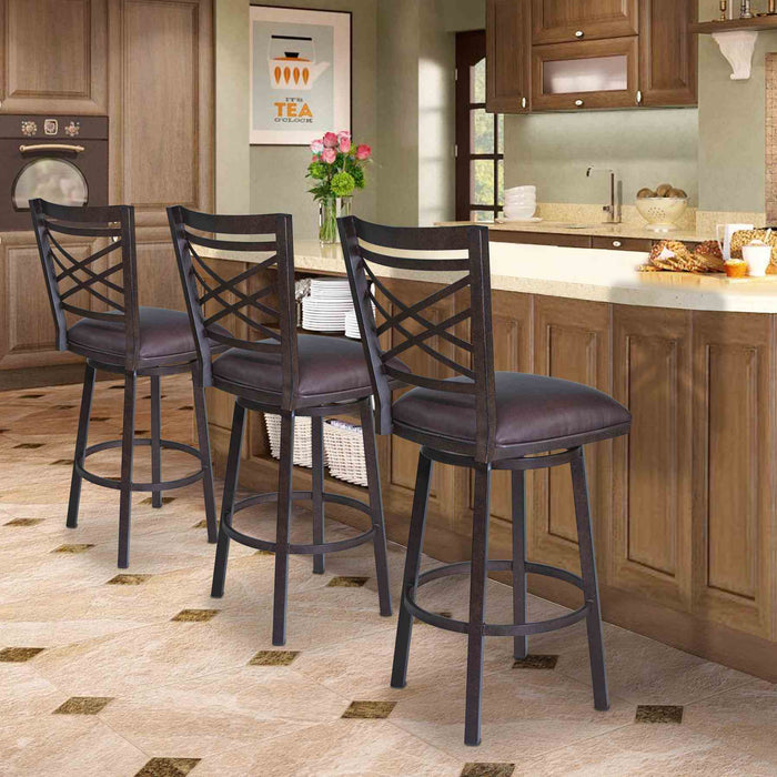 Fargo 26" Barstool in Auburn Bay finish with Brown Pu upholstery