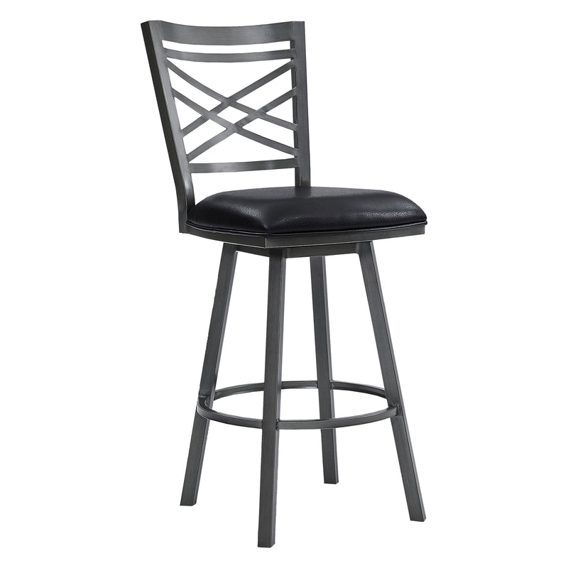 Fargo 26" Counter Height Metal Barstool in Mineral Finish with Black Faux Leather - Furniture City (CA)l