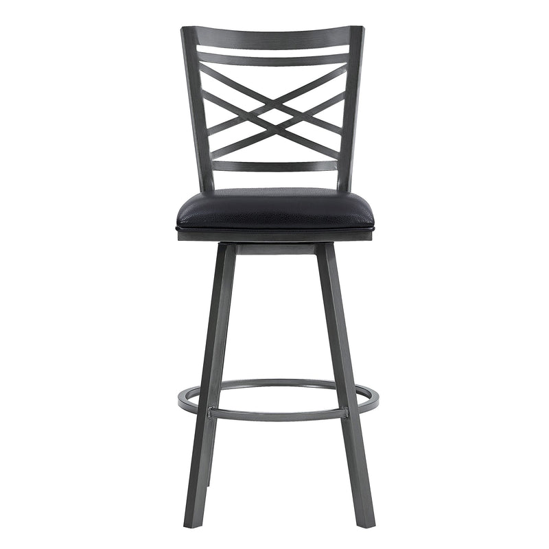 Fargo 30" Counter Height Metal Barstool in Mineral Finish with Black Faux Leather - Furniture City (CA)l