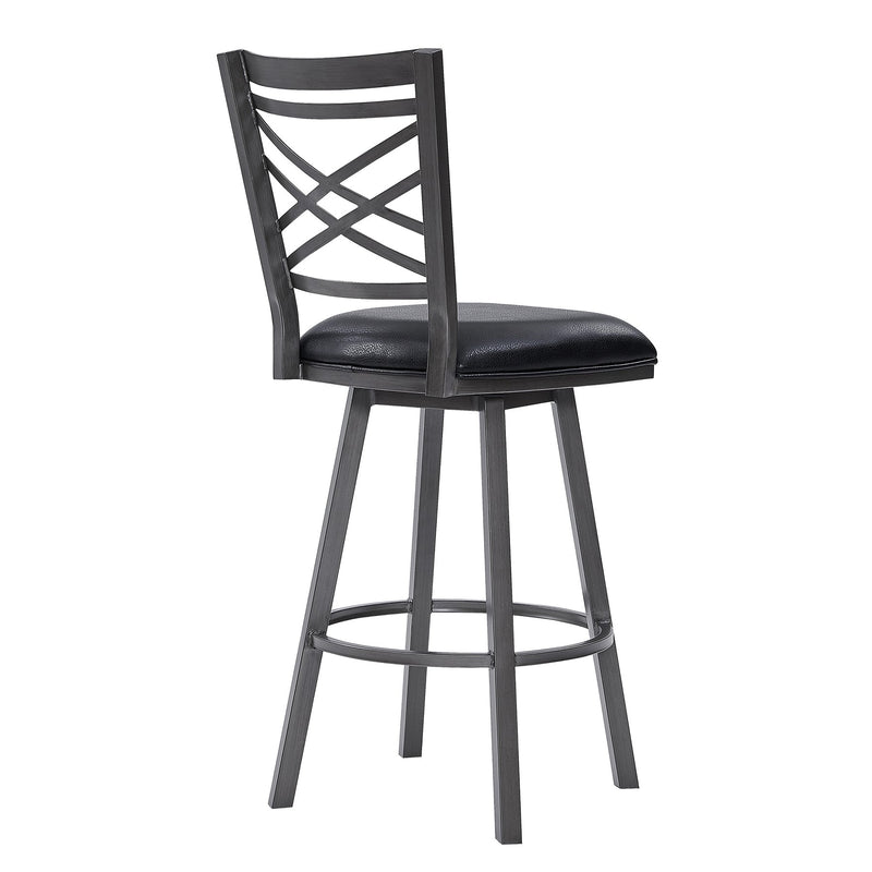 Fargo 30" Counter Height Metal Barstool in Mineral Finish with Black Faux Leather - Furniture City (CA)l