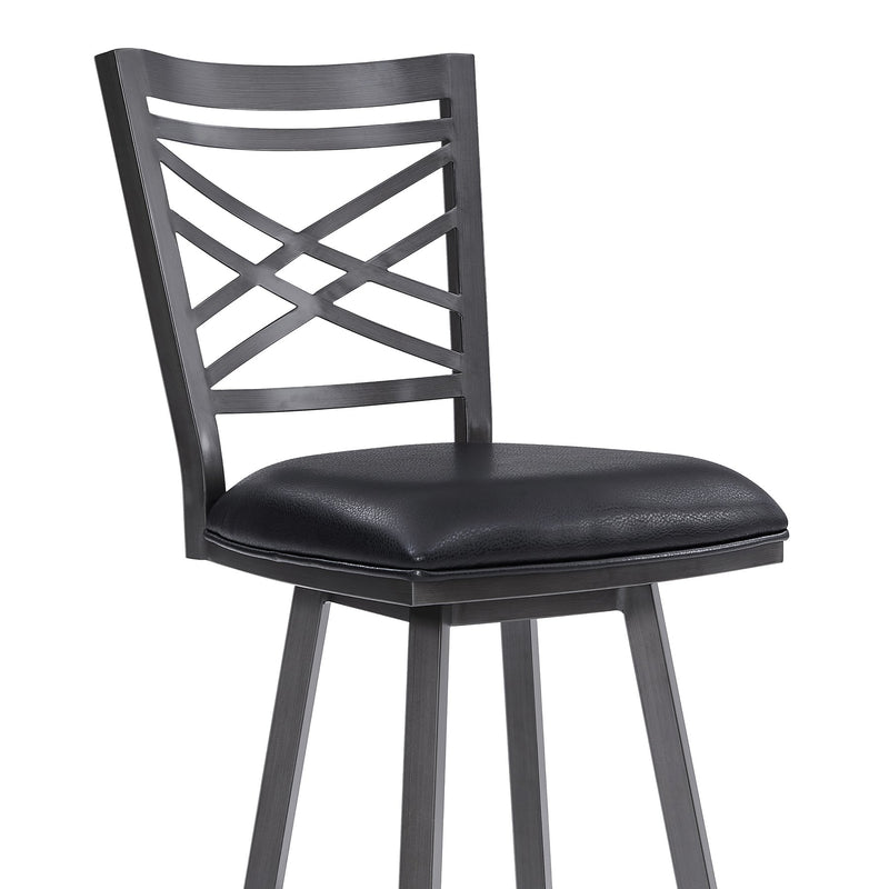 Fargo 30" Counter Height Metal Barstool in Mineral Finish with Black Faux Leather - Furniture City (CA)l