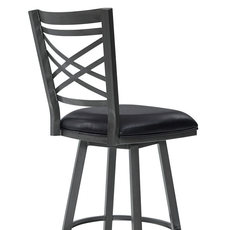 Fargo 30" Counter Height Metal Barstool in Mineral Finish with Black Faux Leather - Furniture City (CA)l