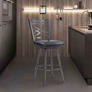Fargo 30" Counter Height Metal Barstool in Mineral Finish with Black Faux Leather - Furniture City (CA)l
