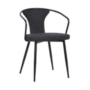Francis Contemporary Dining Chair in Black Powder Coated Finish and Black Fabric - Furniture City (CA)l