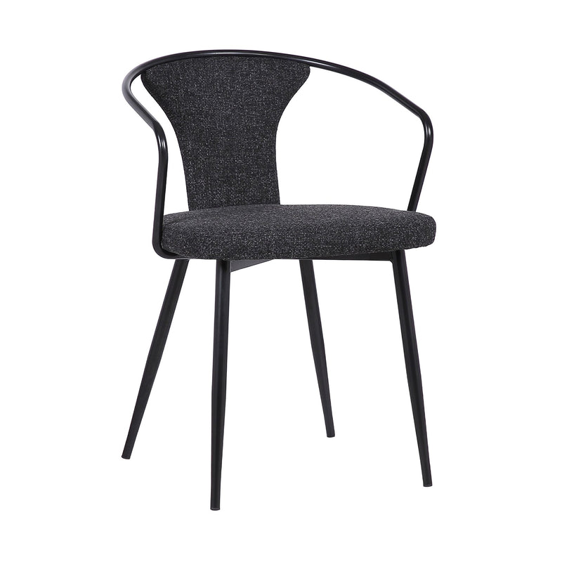 Francis Contemporary Dining Chair in Black Powder Coated Finish and Black Fabric - Furniture City (CA)l