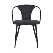 Francis Contemporary Dining Chair in Black Powder Coated Finish and Black Fabric - Furniture City (CA)l