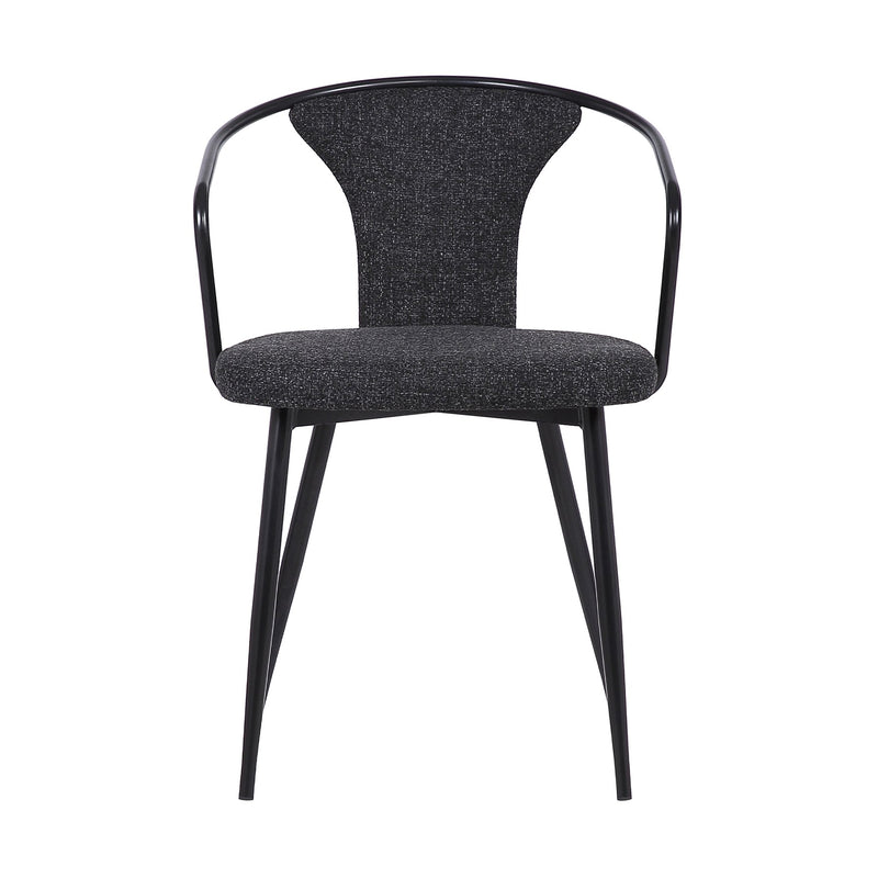 Francis Contemporary Dining Chair in Black Powder Coated Finish and Black Fabric - Furniture City (CA)l