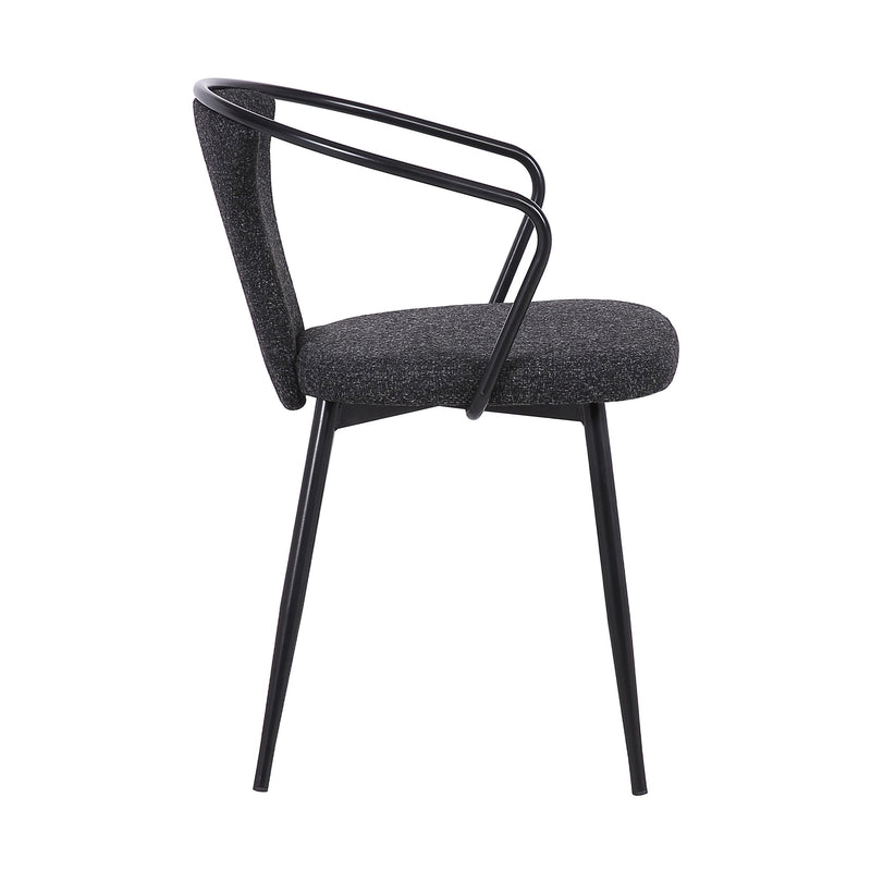 Francis Contemporary Dining Chair in Black Powder Coated Finish and Black Fabric - Furniture City (CA)l