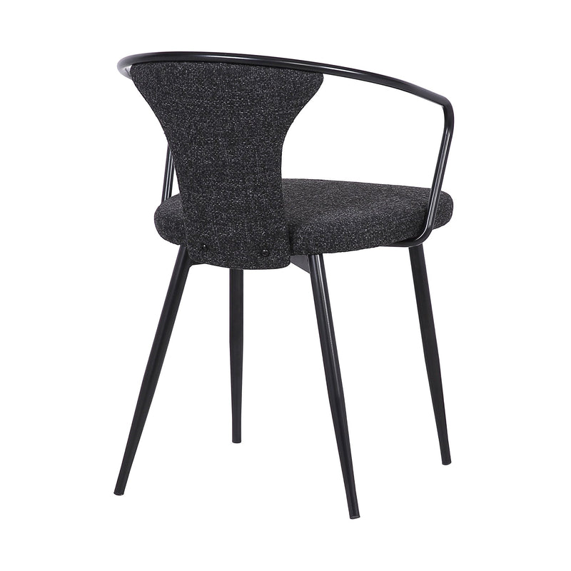 Francis Contemporary Dining Chair in Black Powder Coated Finish and Black Fabric - Furniture City (CA)l